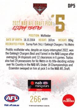 2022 Select NAB AFL Draft Picks #DP5 Elijah Tsatas Back